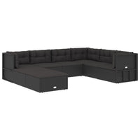 Thumbnail for 8-tlg. Garten-Lounge-Set mit Kissen Schwarz Poly Rattan