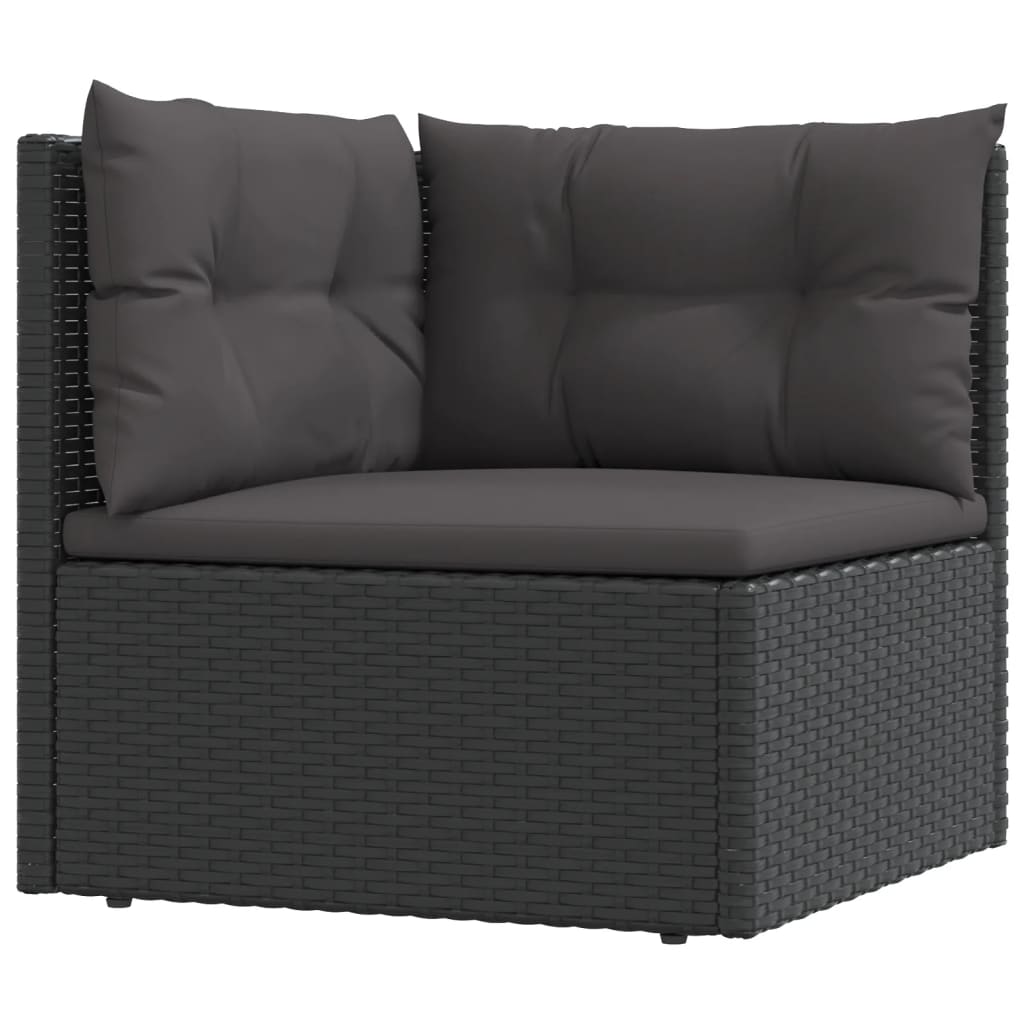 8-tlg. Garten-Lounge-Set mit Kissen Schwarz Poly Rattan