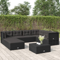 Thumbnail for 8-tlg. Garten-Lounge-Set mit Kissen Schwarz Poly Rattan