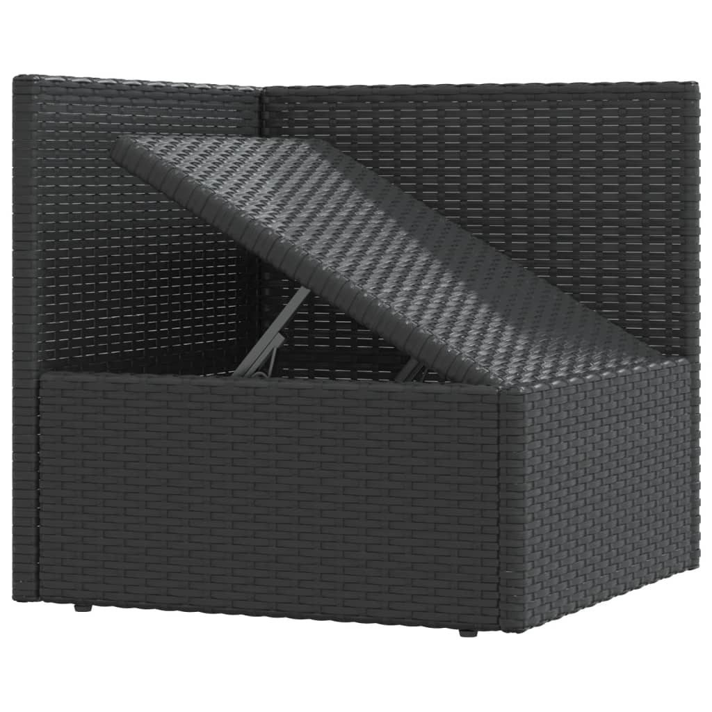 11-tlg. Garten-Lounge-Set mit Kissen Schwarz Poly Rattan