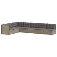 Thumbnail for 7-tlg. Garten-Lounge-Set mit Kissen Grau Poly Rattan
