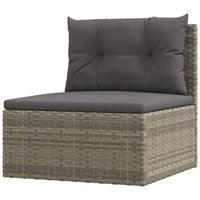 Thumbnail for 7-tlg. Garten-Lounge-Set mit Kissen Grau Poly Rattan