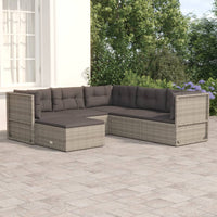 Thumbnail for 6-tlg. Garten-Lounge-Set mit Kissen Grau Poly Rattan