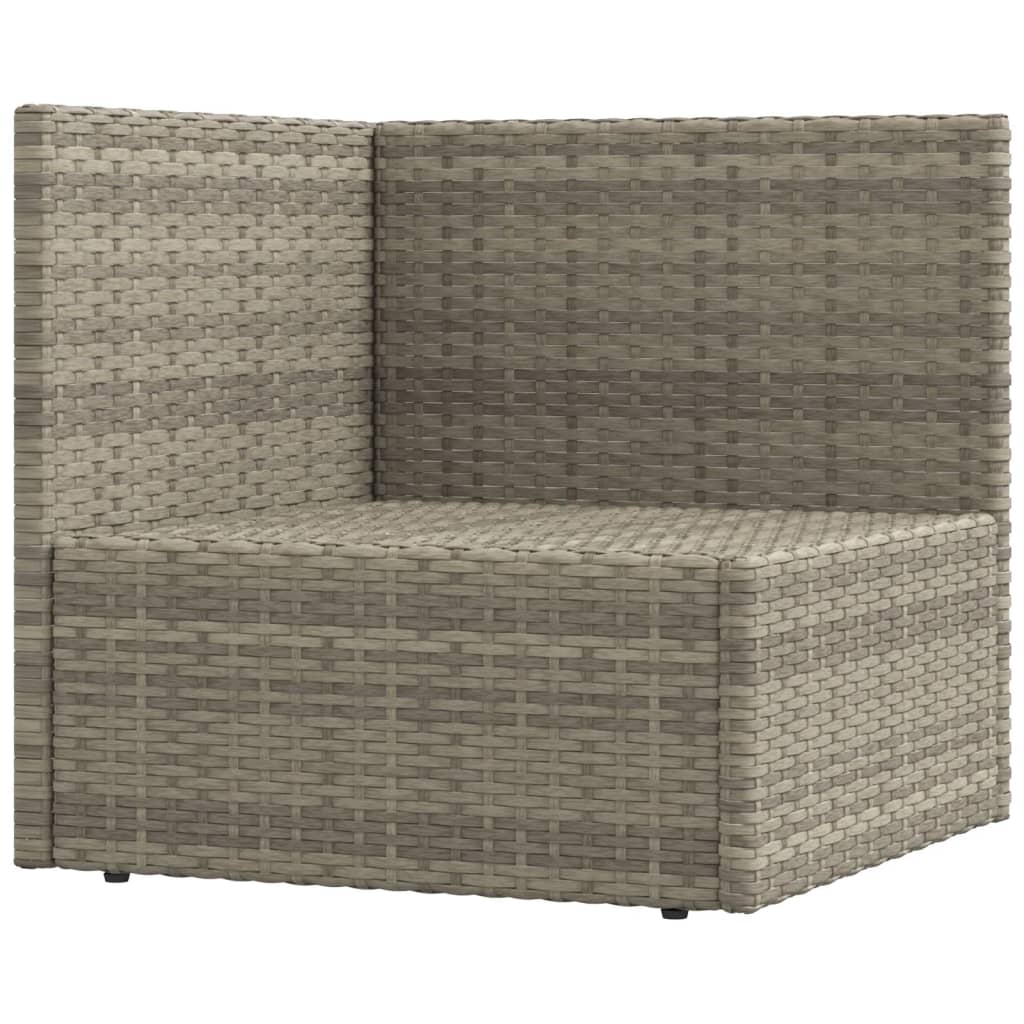 9-tlg. Garten-Lounge-Set mit Kissen Grau Poly Rattan