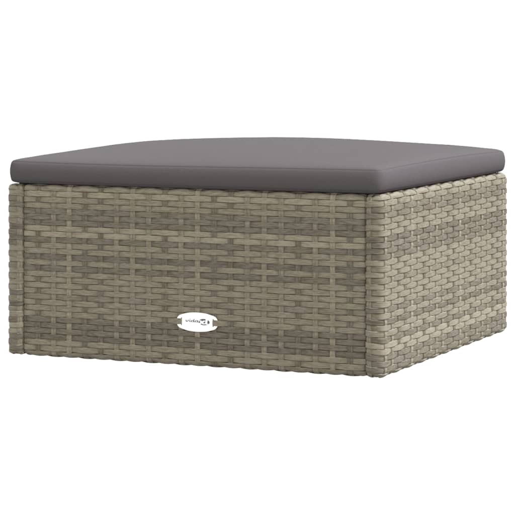 9-tlg. Garten-Lounge-Set mit Kissen Grau Poly Rattan