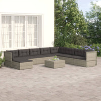 Thumbnail for 9-tlg. Garten-Lounge-Set mit Kissen Grau Poly Rattan