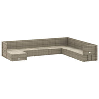 Thumbnail for 9-tlg. Garten-Lounge-Set mit Kissen Grau Poly Rattan