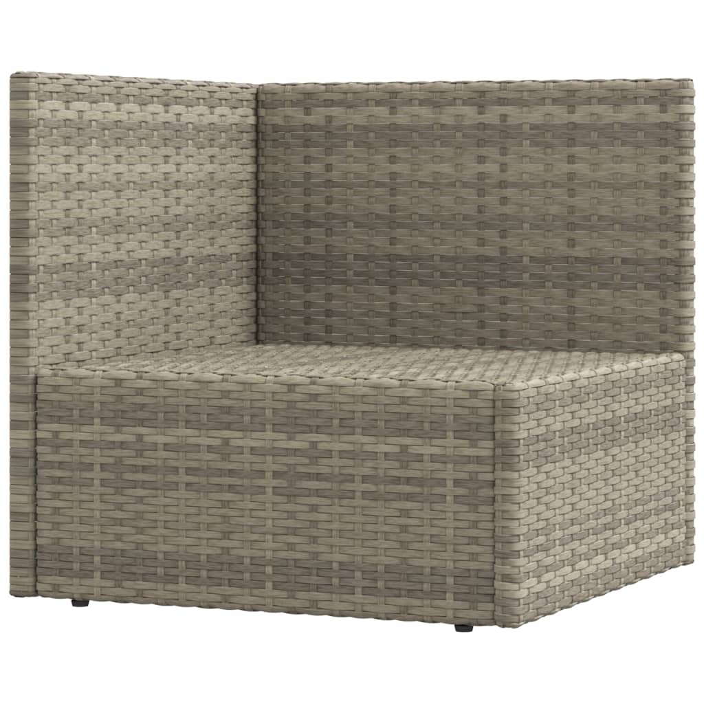 9-tlg. Garten-Lounge-Set mit Kissen Grau Poly Rattan