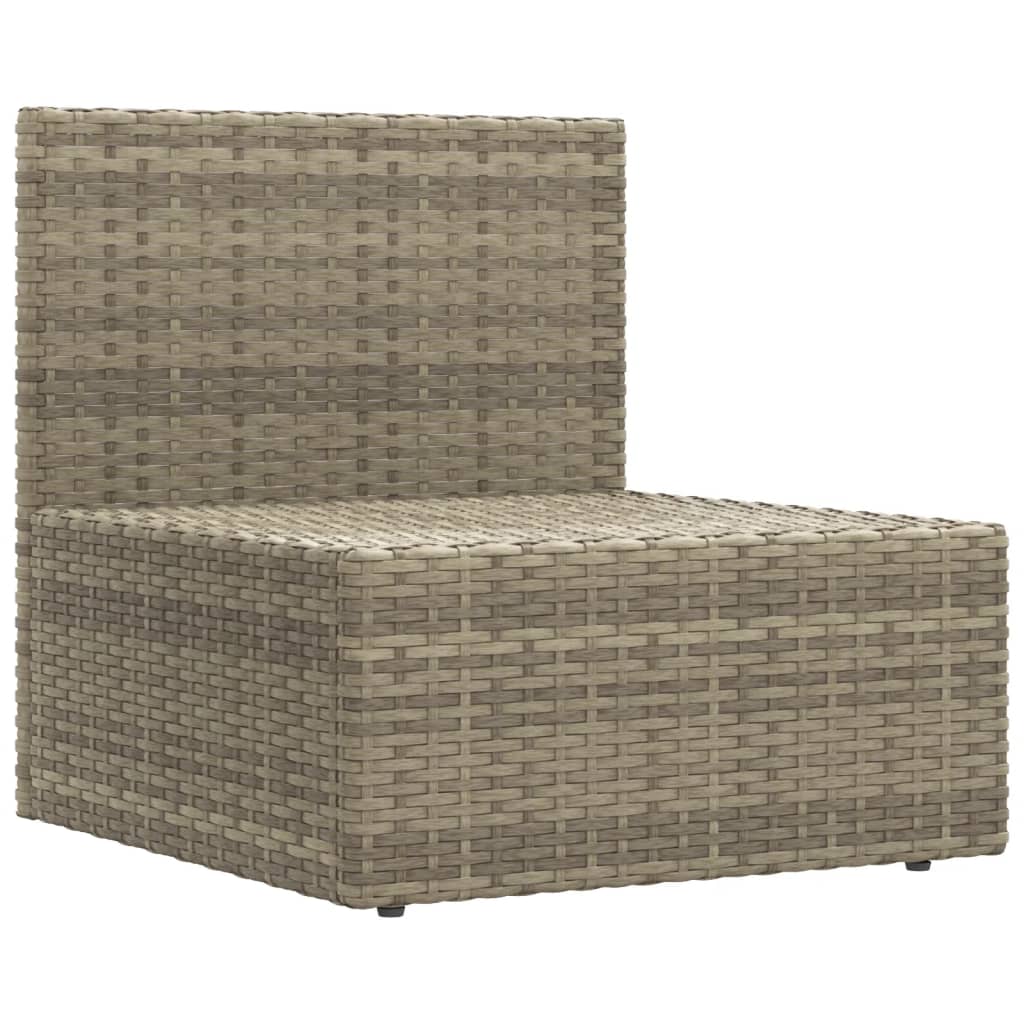 9-tlg. Garten-Lounge-Set mit Kissen Grau Poly Rattan