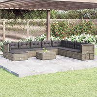 Thumbnail for 9-tlg. Garten-Lounge-Set mit Kissen Grau Poly Rattan