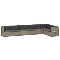 Thumbnail for 8-tlg. Garten-Lounge-Set mit Kissen Grau Poly Rattan