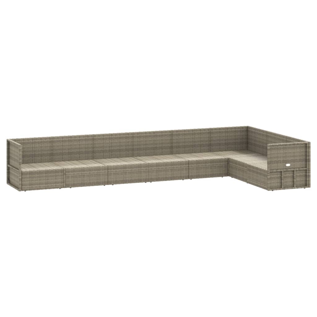 8-tlg. Garten-Lounge-Set mit Kissen Grau Poly Rattan