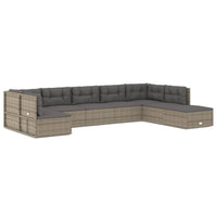Thumbnail for 8-tlg. Garten-Lounge-Set mit Kissen Grau Poly Rattan