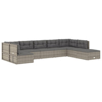Thumbnail for 8-tlg. Garten-Lounge-Set mit Kissen Grau Poly Rattan
