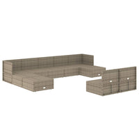 Thumbnail for 10-tlg. Garten-Lounge-Set mit Kissen Grau Poly Rattan