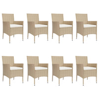 Thumbnail for 9-tlg. Garten-Essgruppe mit Kissen Beige Poly Rattan