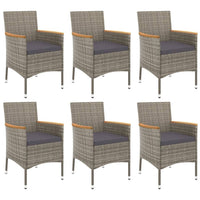 Thumbnail for 7-tlg. Garten-Essgruppe mit Kissen Grau Poly Rattan
