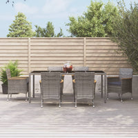 Thumbnail for 7-tlg. Garten-Essgruppe mit Kissen Grau Poly Rattan