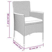 Thumbnail for 5-tlg. Garten-Bistro-Set mit Kissen Grau Poly Rattan