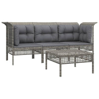 Thumbnail for 4-tlg. Garten-Lounge-Set mit Kissen Grau Poly Rattan