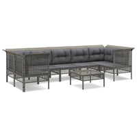 Thumbnail for 8-tlg. Garten-Lounge-Set mit Kissen Grau Poly Rattan
