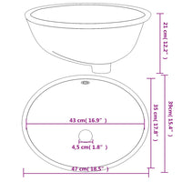 Thumbnail for Waschbecken Weiß 47x39x21 cm Oval Keramik