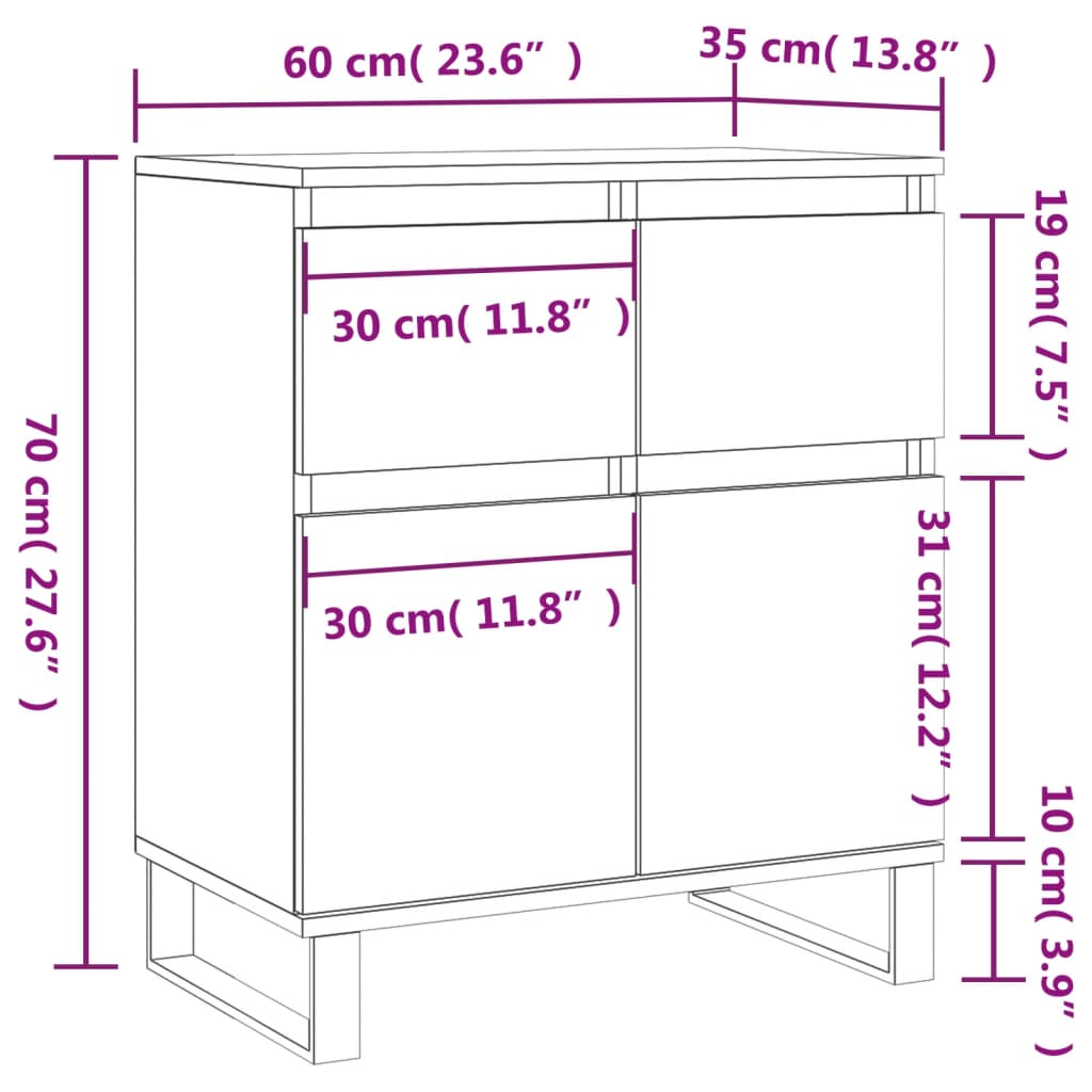 Sideboard Grau Sonoma 60x35x70 cm Holzwerkstoff