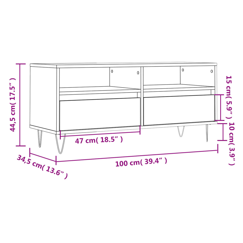 TV-Schrank Sonoma-Eiche 100x34,5x44,5 cm Holzwerkstoff