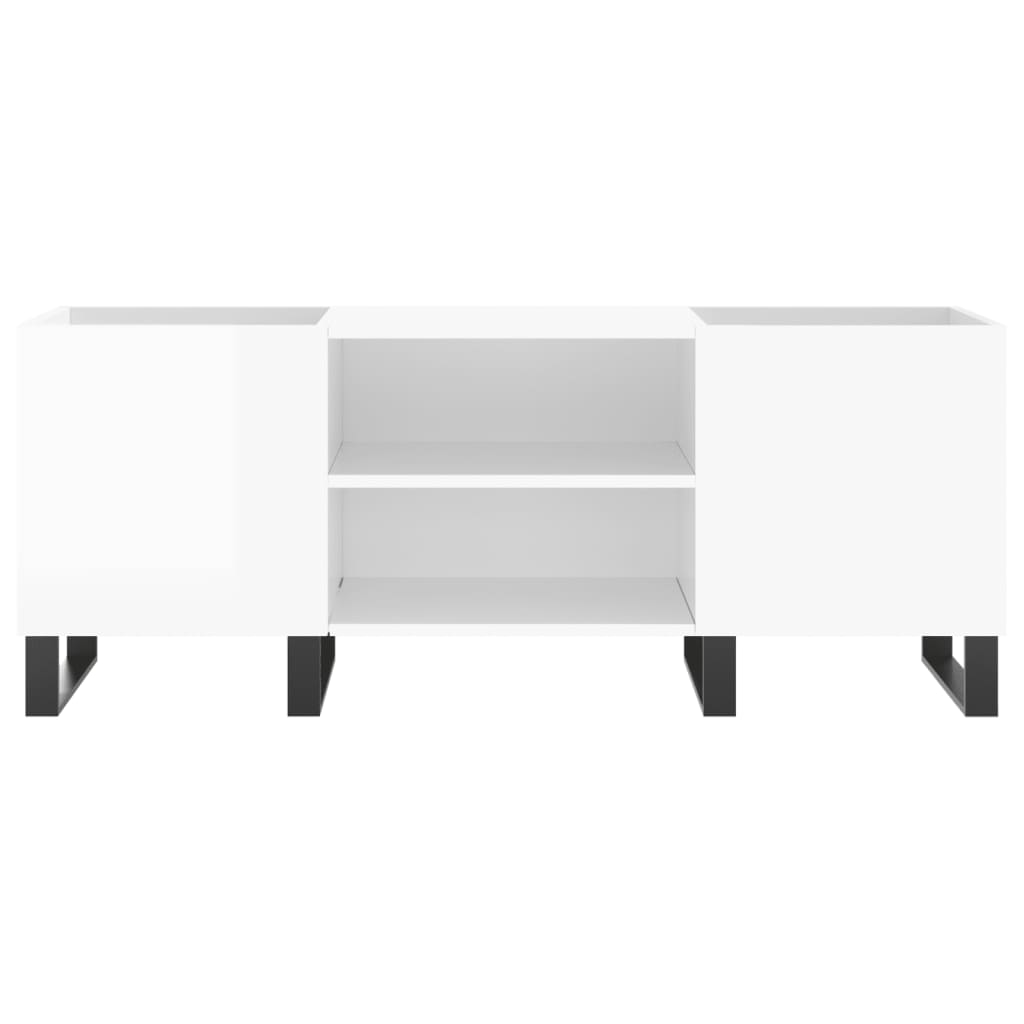 Plattenschrank Hochglanz-Weiß 121x38x48 cm Holzwerkstoff