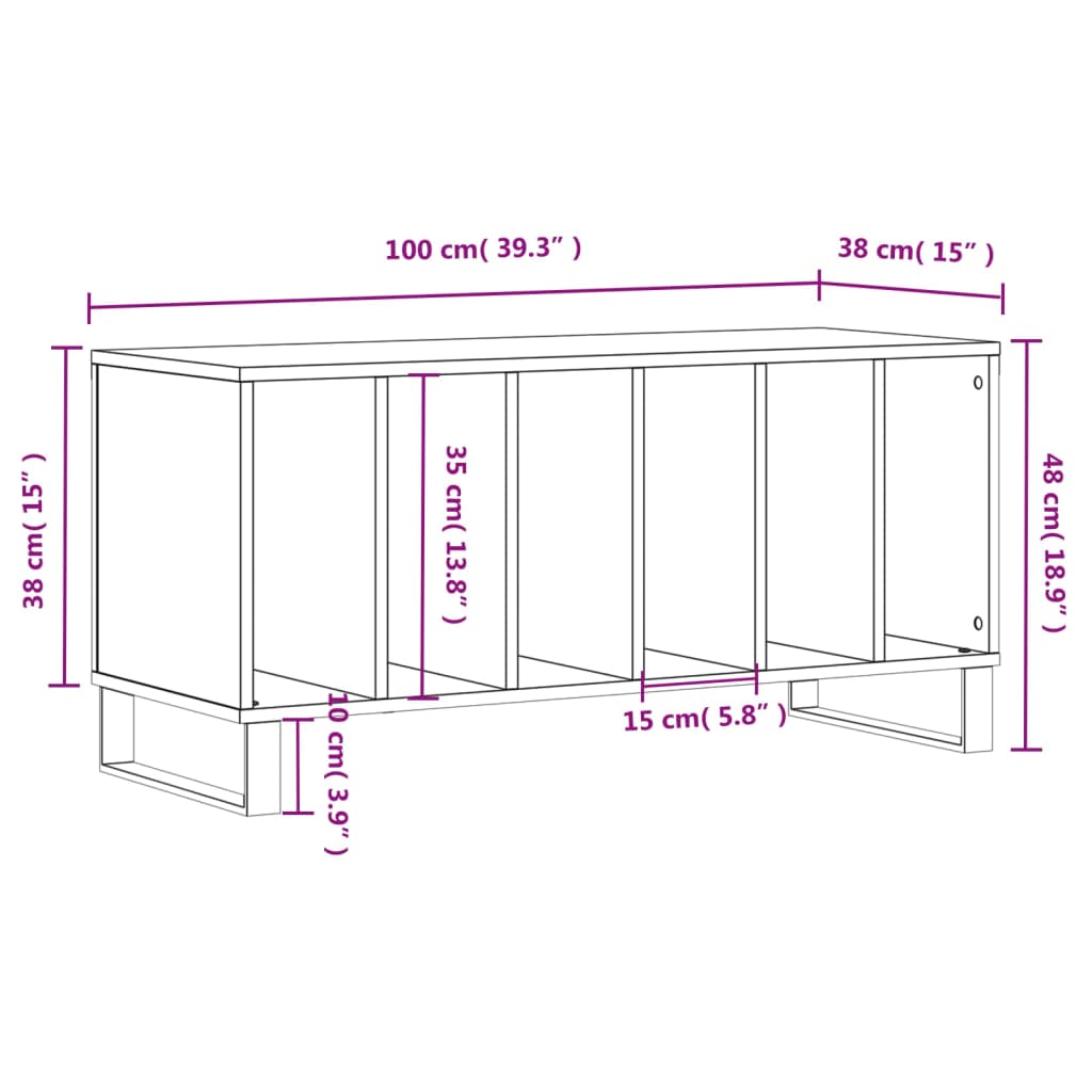 Plattenschrank Schwarz 100x38x48 cm Holzwerkstoff
