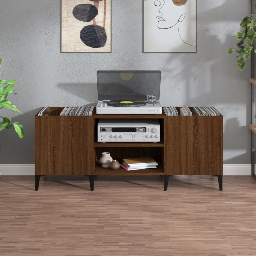 Plattenschrank Braun Eichen-Optik 121x38x48 cm Holzwerkstoff