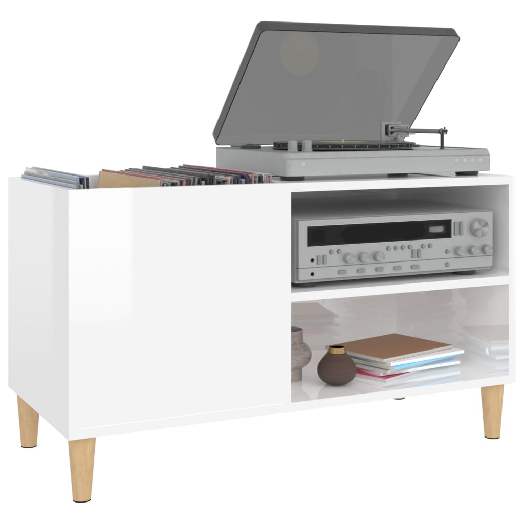 Plattenschrank Hochglanz-Weiß 84,5x38x48 cm Holzwerkstoff