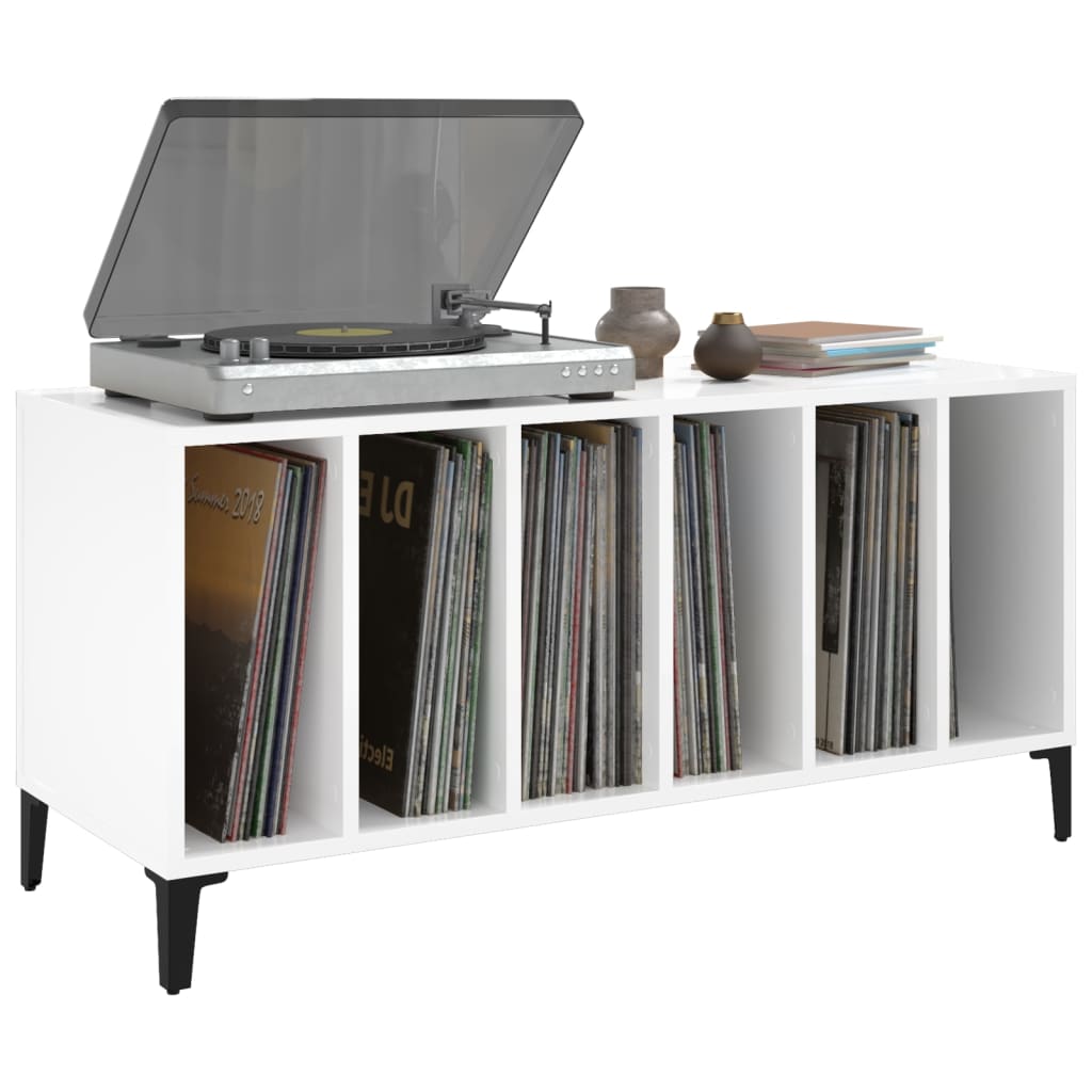 Plattenschrank Hochglanz-Weiß 100x38x48 cm Holzwerkstoff