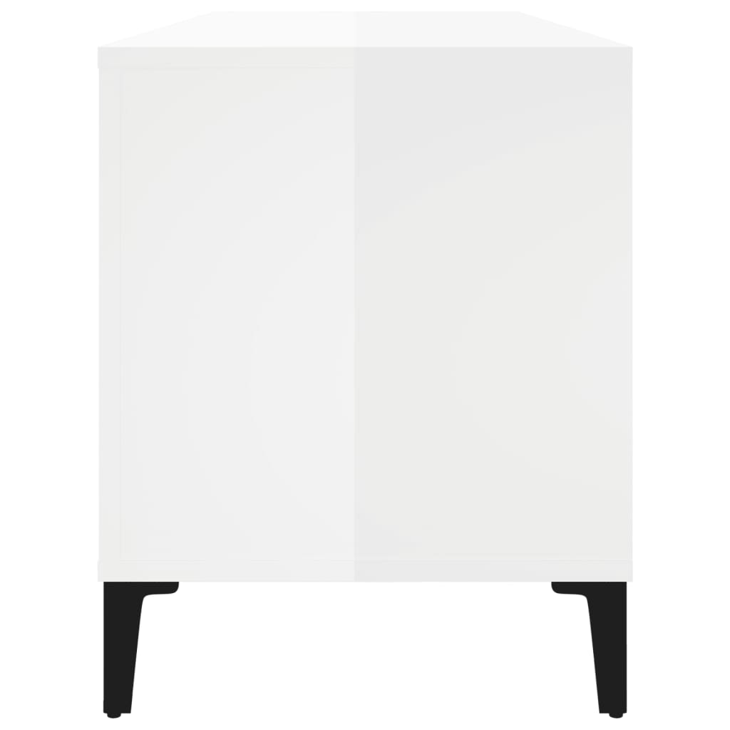 Plattenschrank Hochglanz-Weiß 100x38x48 cm Holzwerkstoff
