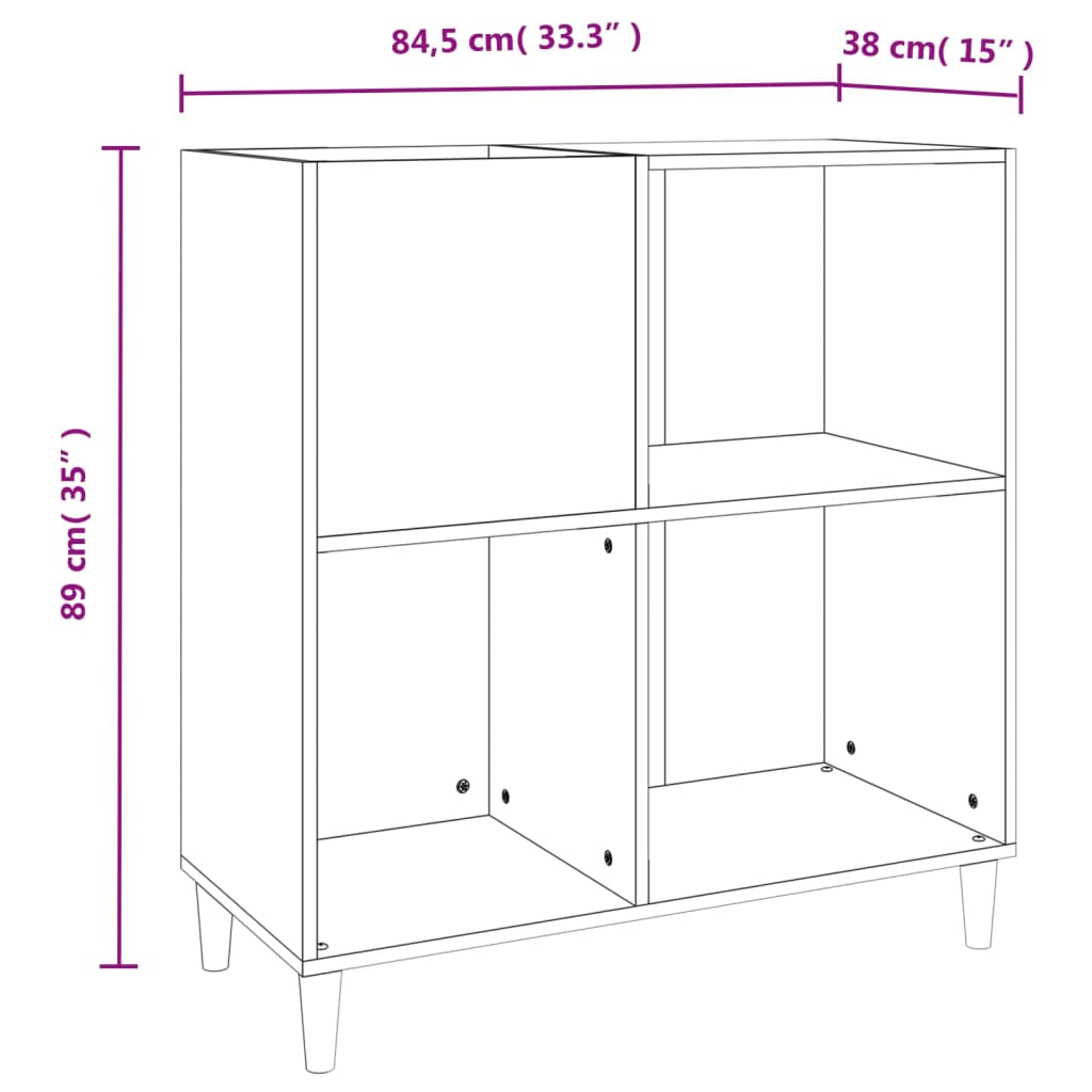 Plattenschrank Schwarz 84,5x38x89 cm Holzwerkstoff