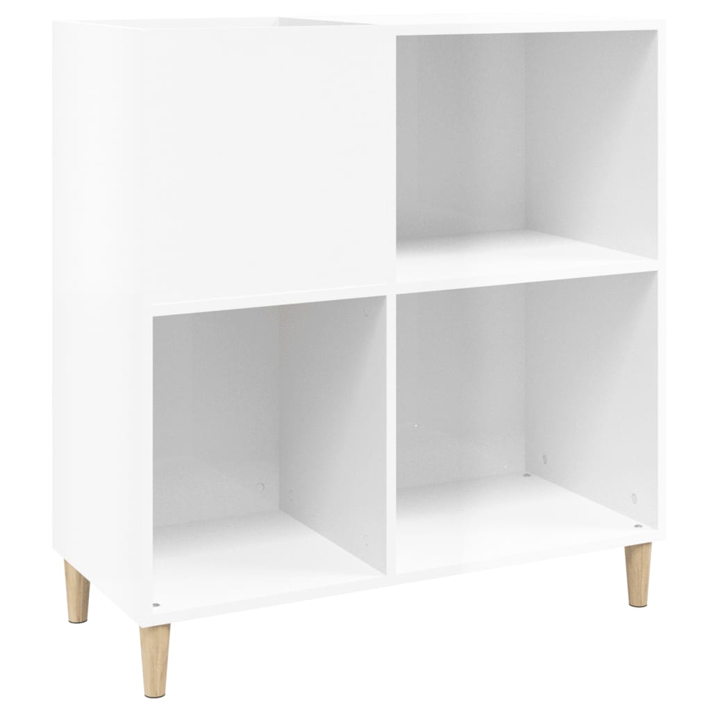 Plattenschrank Hochglanz-Weiß 84,5x38x89 cm Holzwerkstoff