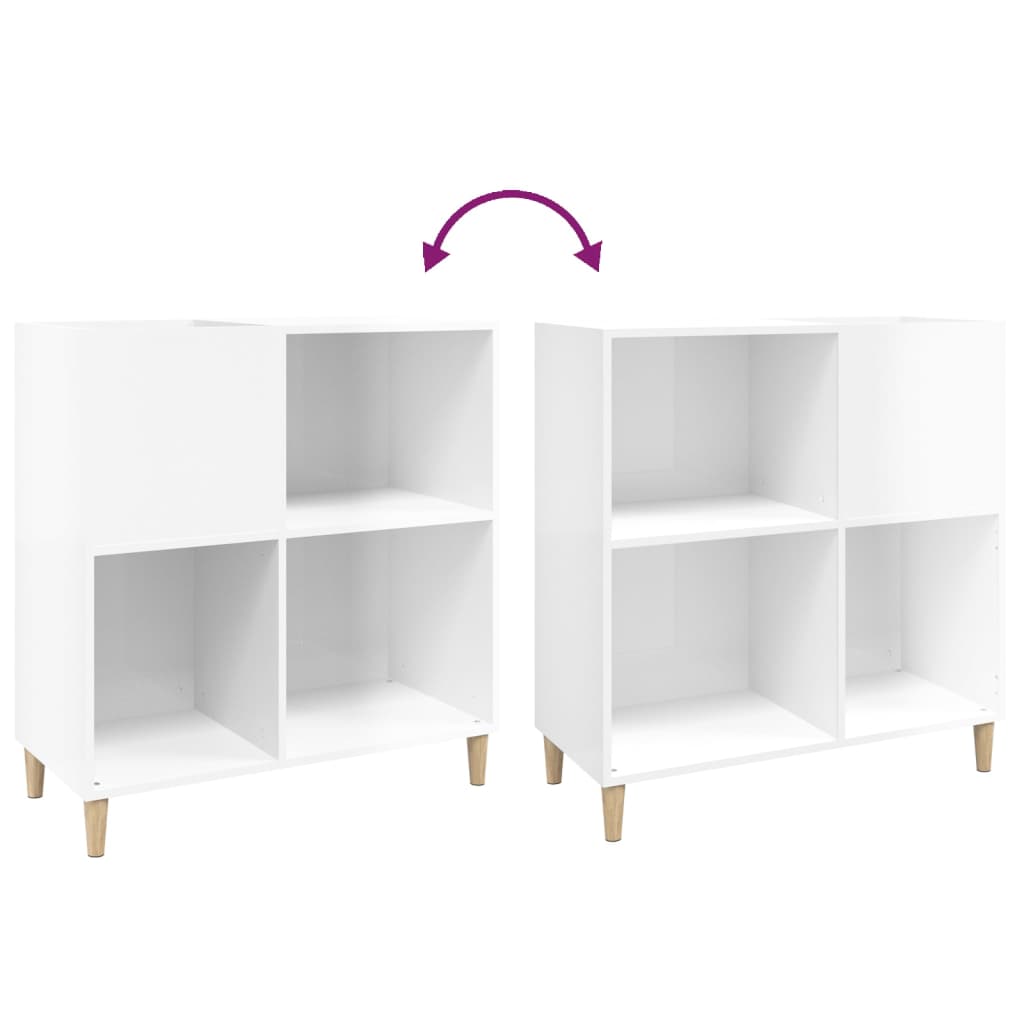 Plattenschrank Hochglanz-Weiß 84,5x38x89 cm Holzwerkstoff