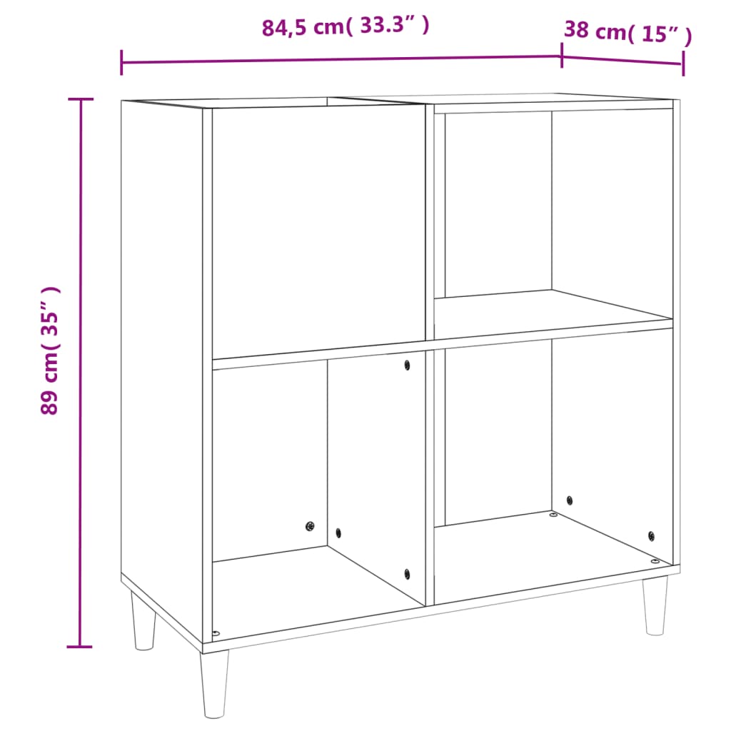 Plattenschrank Hochglanz-Weiß 84,5x38x89 cm Holzwerkstoff