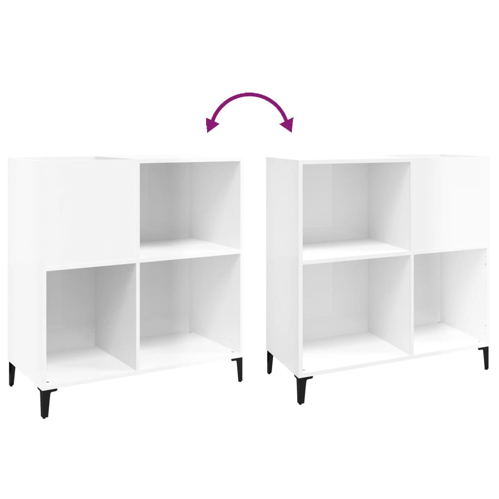 Plattenschrank Hochglanz-Weiß 84,5x38x89 cm Holzwerkstoff