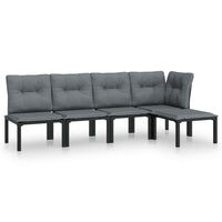 Thumbnail for 5-tlg. Garten-Lounge-Set Schwarz und Grau Poly Rattan