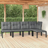 Thumbnail for 5-tlg. Garten-Lounge-Set Schwarz und Grau Poly Rattan