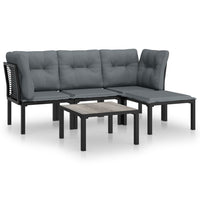 Thumbnail for 5-tlg. Garten-Lounge-Set Schwarz und Grau Poly Rattan