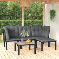Thumbnail for 5-tlg. Garten-Lounge-Set Schwarz und Grau Poly Rattan