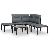 Thumbnail for 6-tlg. Garten-Lounge-Set Schwarz und Grau Poly Rattan