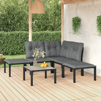 Thumbnail for 6-tlg. Garten-Lounge-Set Schwarz und Grau Poly Rattan