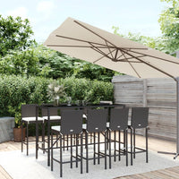 Thumbnail for 9-tlg. Gartenbar-Set mit Kissen Schwarz Poly Rattan