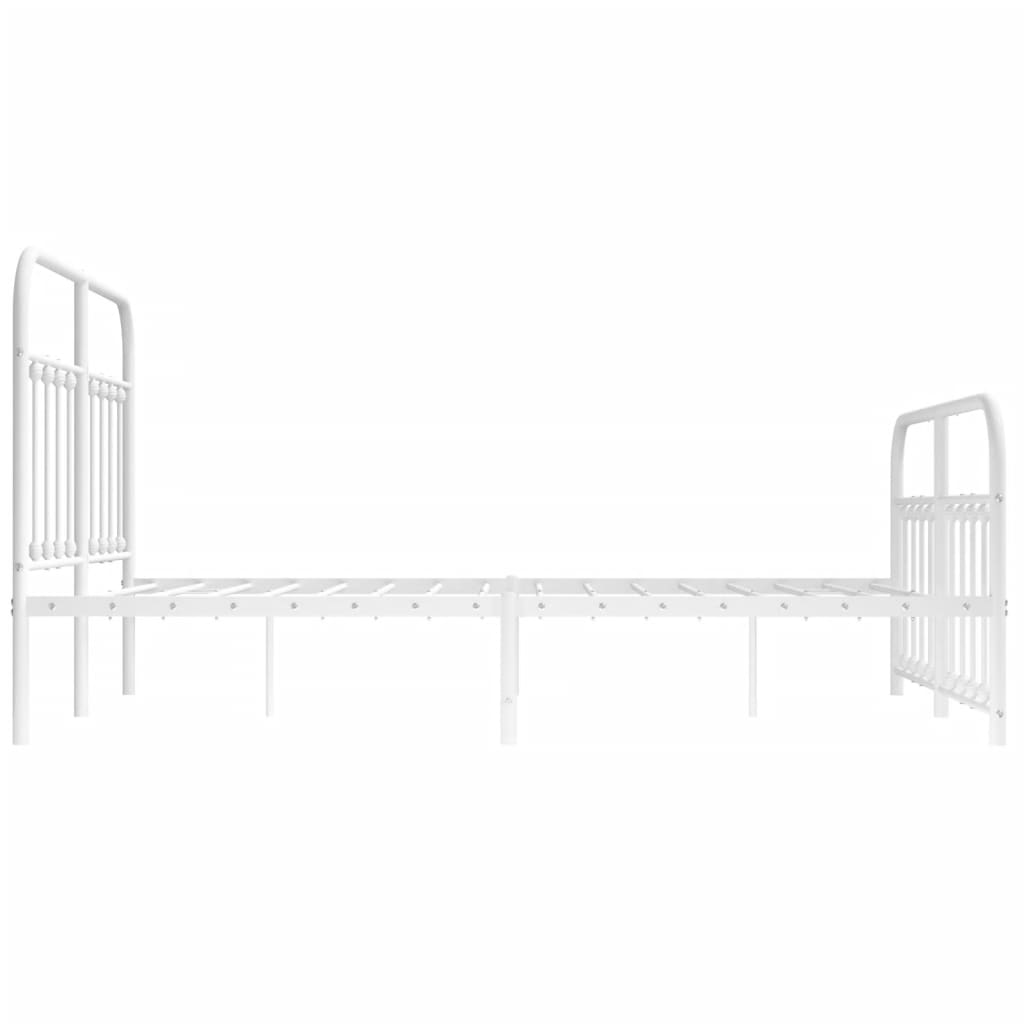 Bettgestell mit Kopf- und Fußteil Metall Weiß 150x200 cm