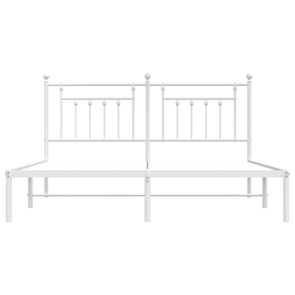 Bettgestell mit Kopfteil Metall Weiß 180x200 cm