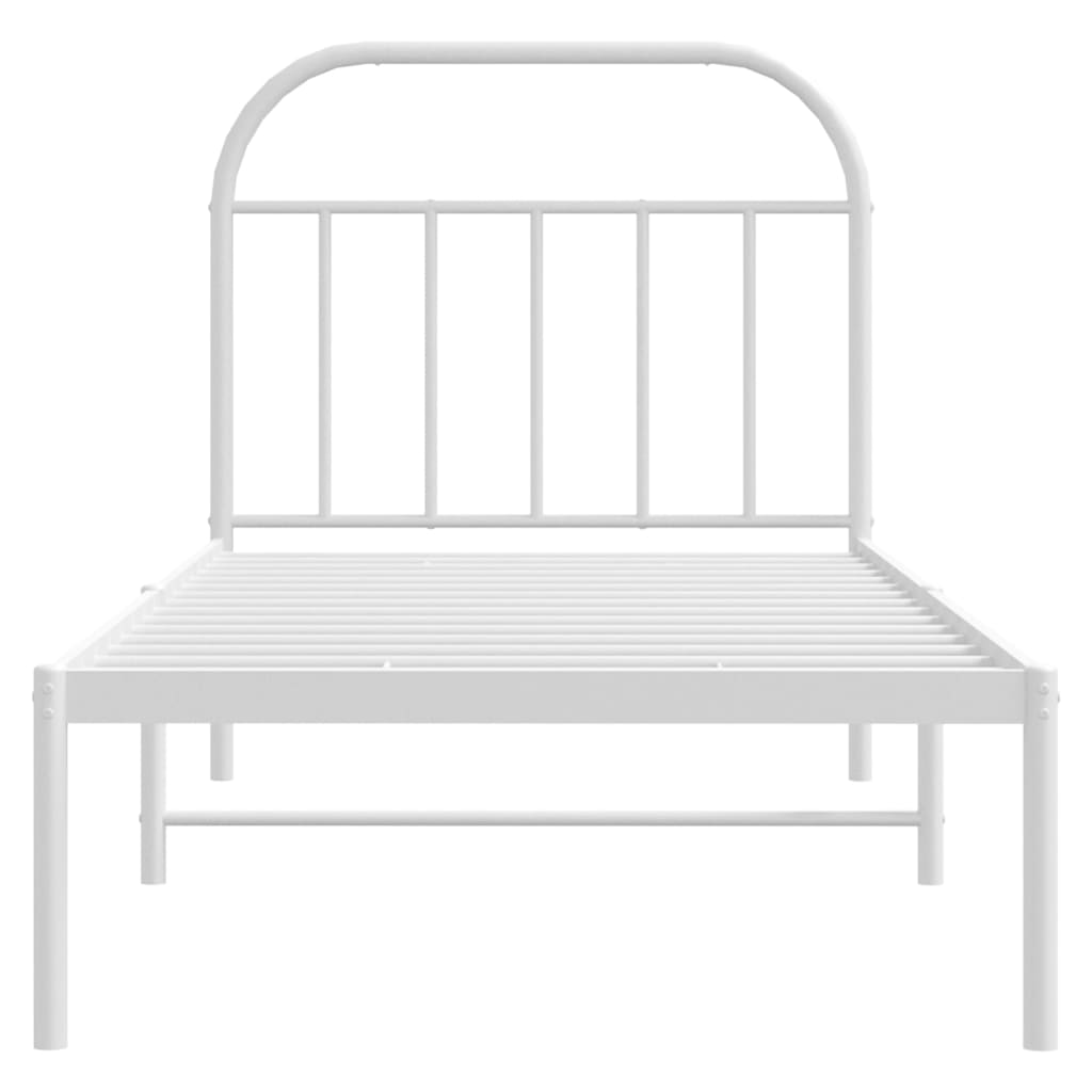 Bettgestell mit Kopfteil Metall Weiß 90x200 cm