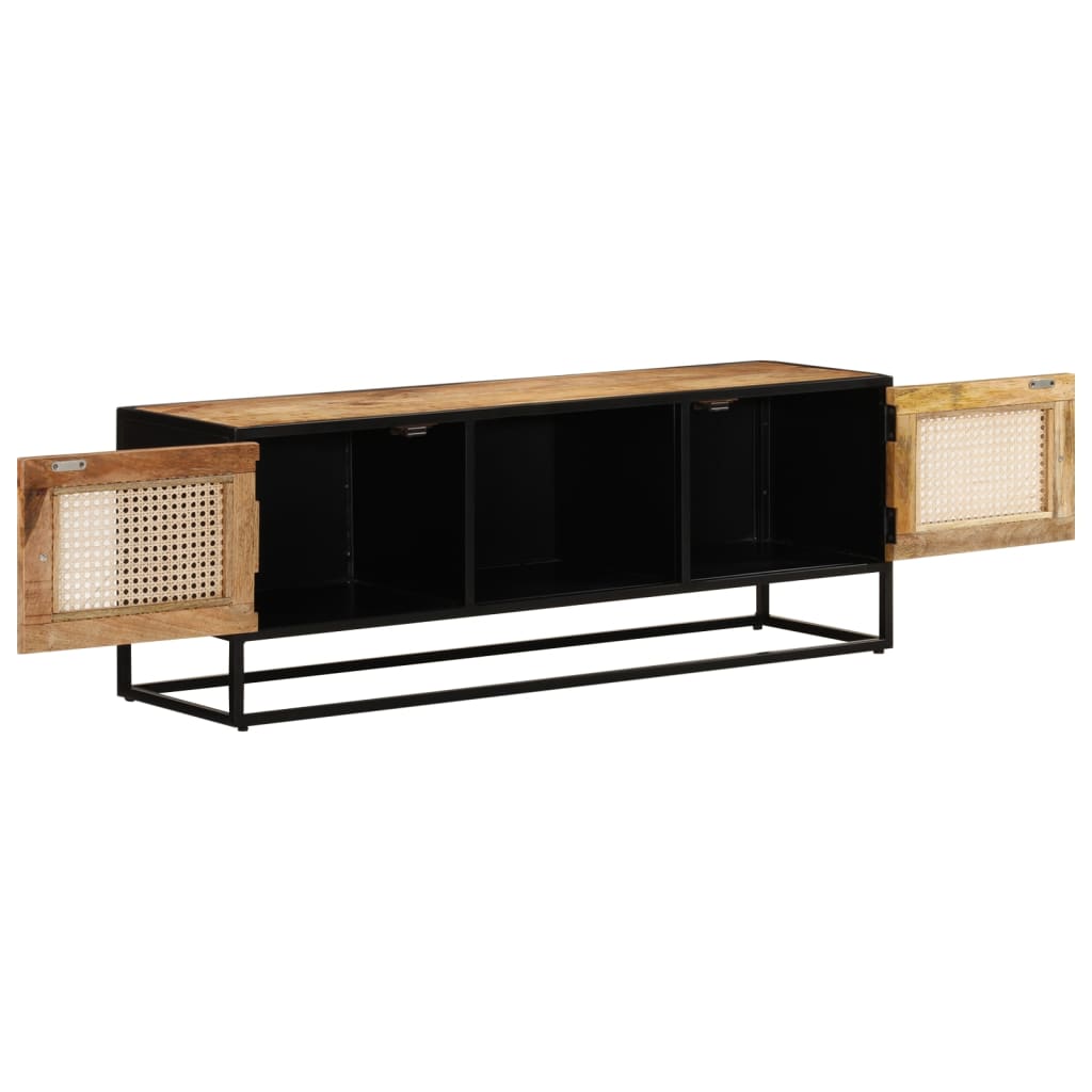 TV-Schrank 110x30x40 cm Raues Massivholz Mango & Eisen